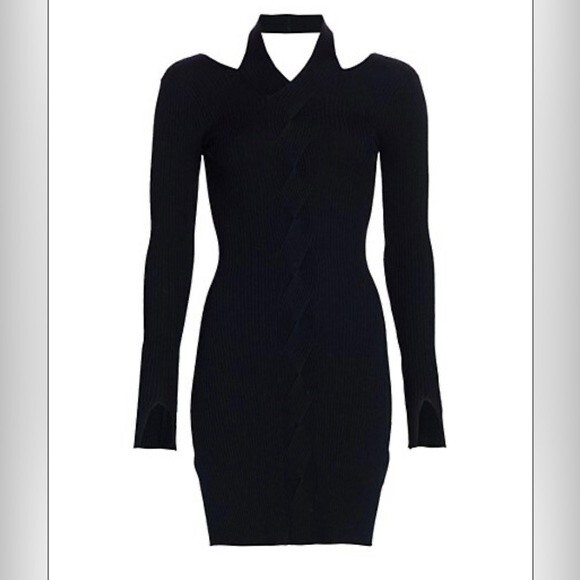 SIMKHAI Alejandra Twisted Cable Fitted Dress Black Size M NWT - Picture 4 of 9